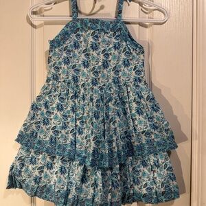 Janie and Jack Teal and White Floral Dress